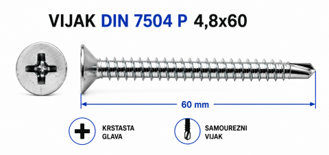 VIJAK DIN 7504 P 4,8x60